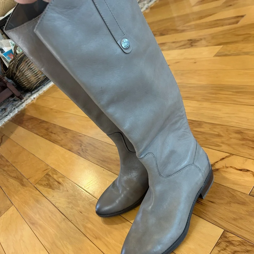 Sam Edelman Penny Leather Riding Boots in Gray